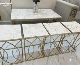 بيع – طاولات طاولة سيراميك نظيفة كأنها جديدة ( طاولة كبيرة مع 4 طاولات صغار ) – صالات – شاليهات